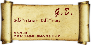 Güntner Dénes névjegykártya