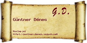 Güntner Dénes névjegykártya